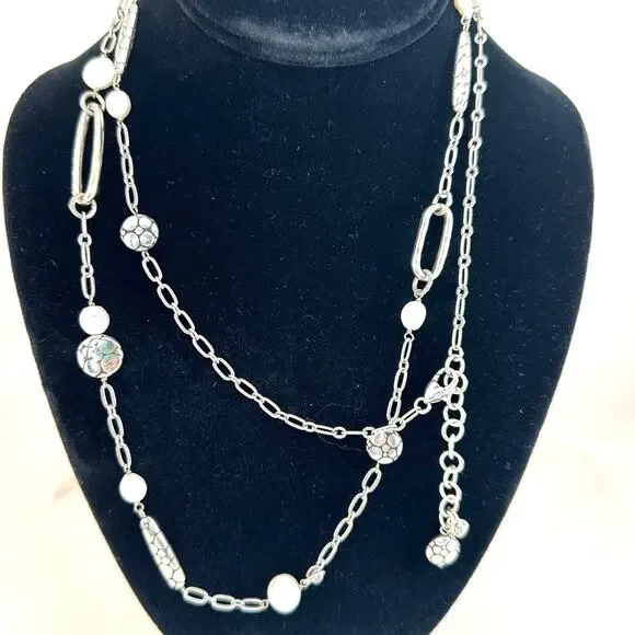 Brighton Pebble and Pearl Long Necklace - Picture 3 of 5